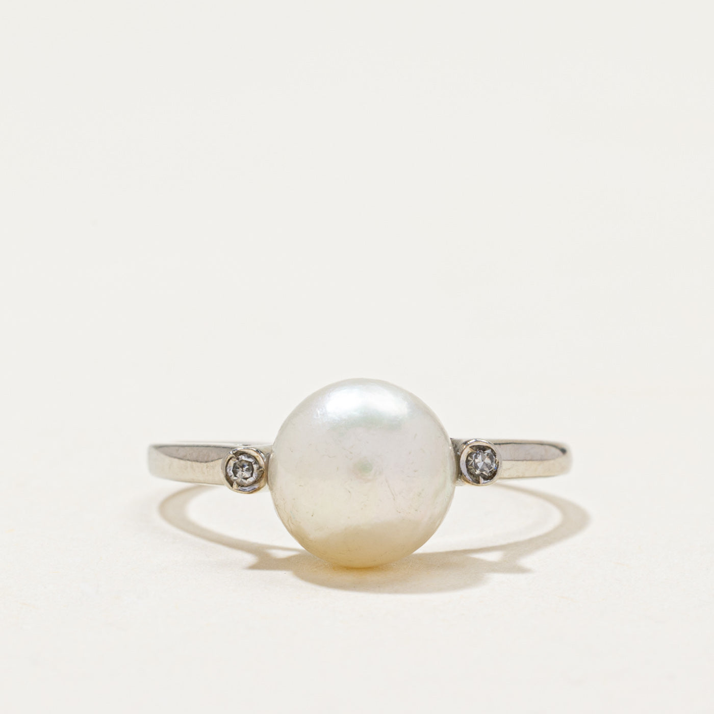 Pearl & Diamond Accented Ring | 0.02ctw | SZ 6.5