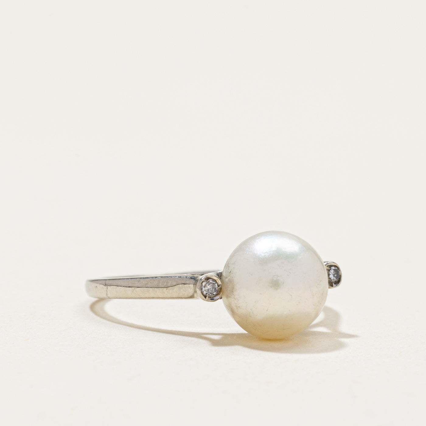 Pearl & Diamond Accented Ring | 0.02ctw | SZ 6.5