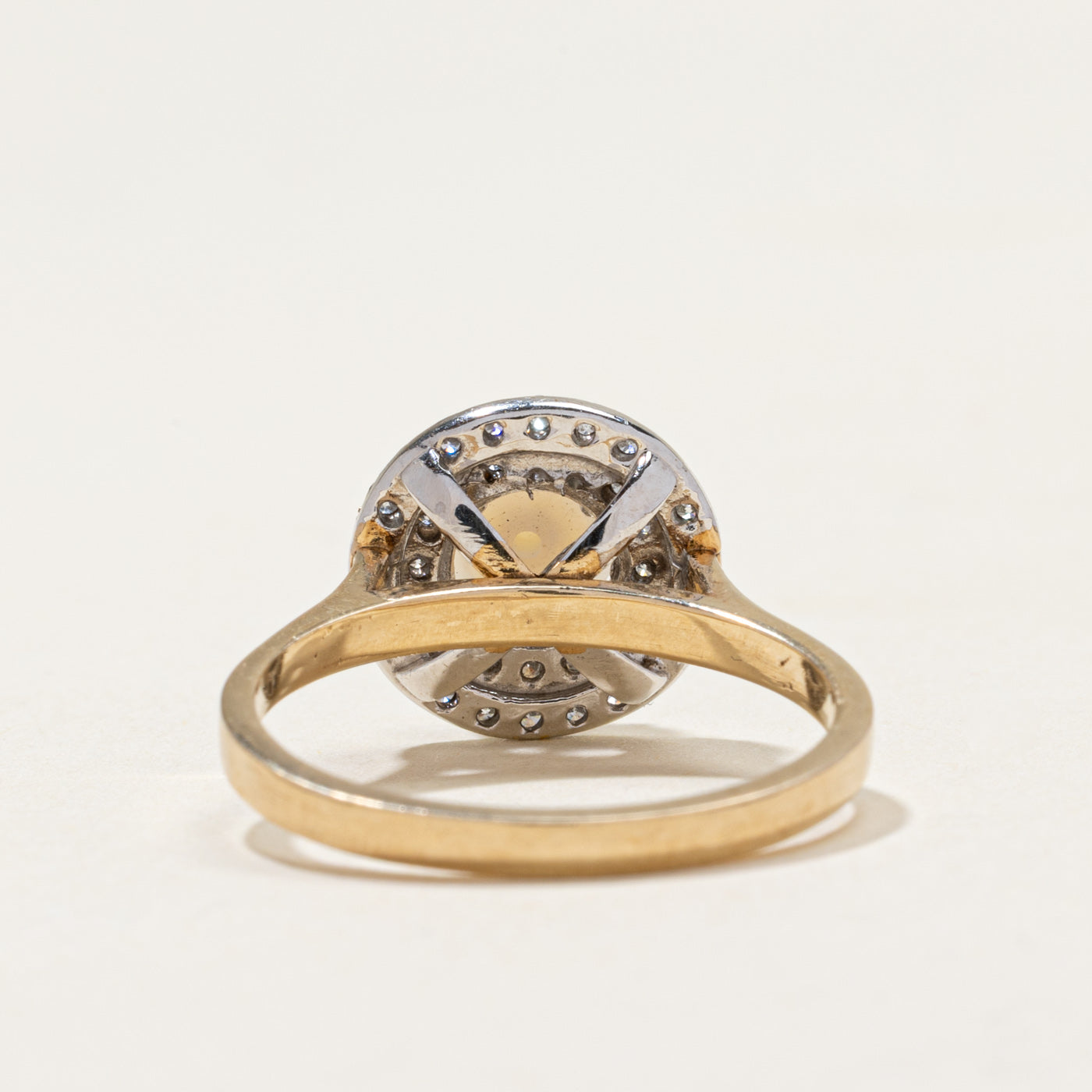 Pearl & Diamond Double Halo Ring | 0.50ctw | SZ 8.25