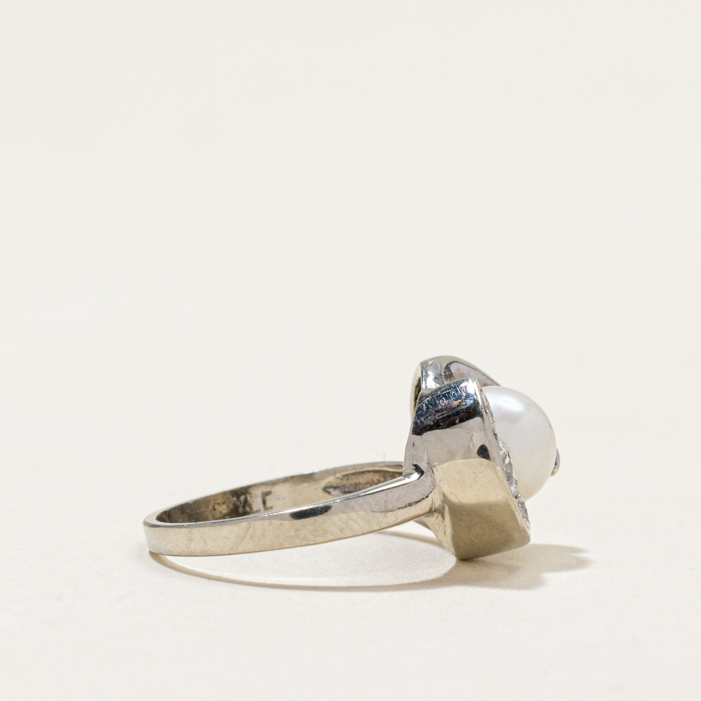 Pearl & Diamond Swirl Ring | 0.30ctw | SZ 3.5
