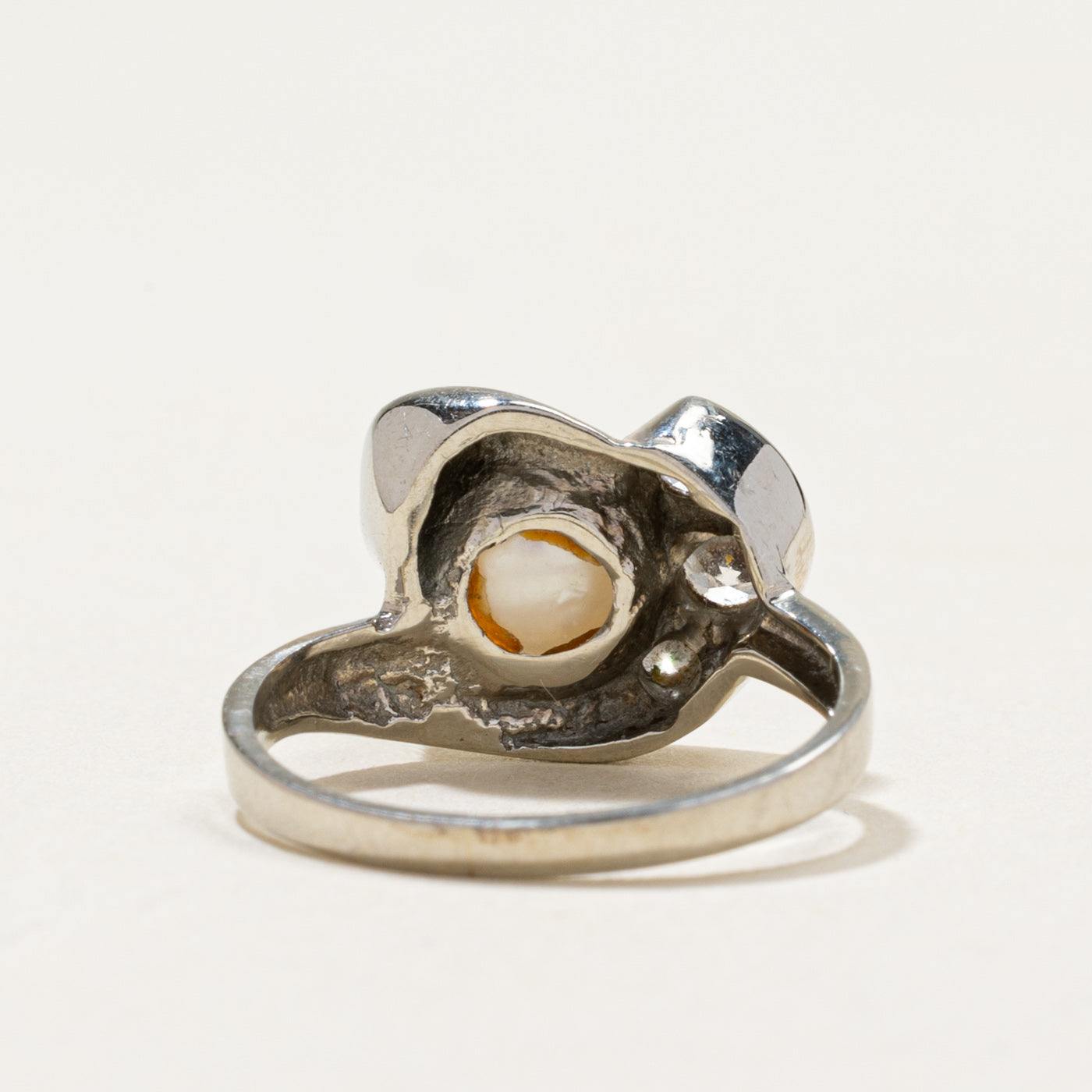Pearl & Diamond Swirl Ring | 0.30ctw | SZ 3.5
