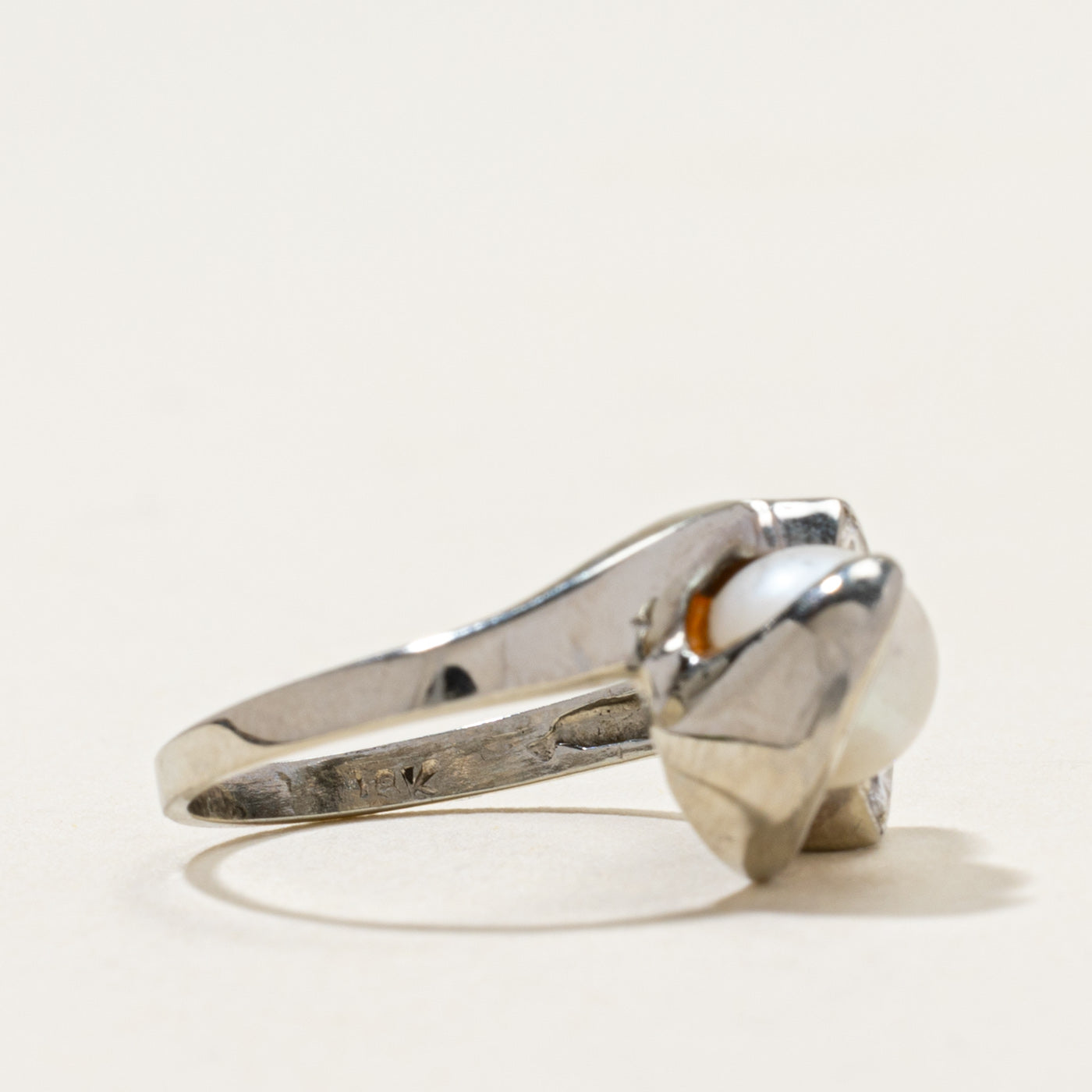 Pearl & Diamond Swirl Ring | 0.30ctw | SZ 3.5