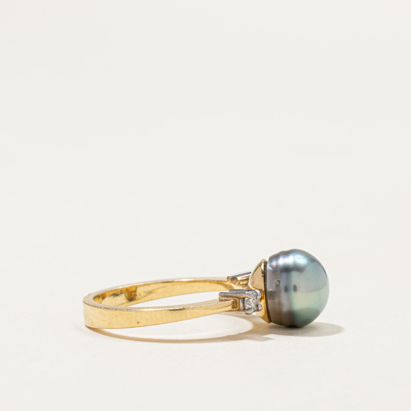 Blue Pearl & Diamond Accented Ring | 0.09ctw | SZ 5
