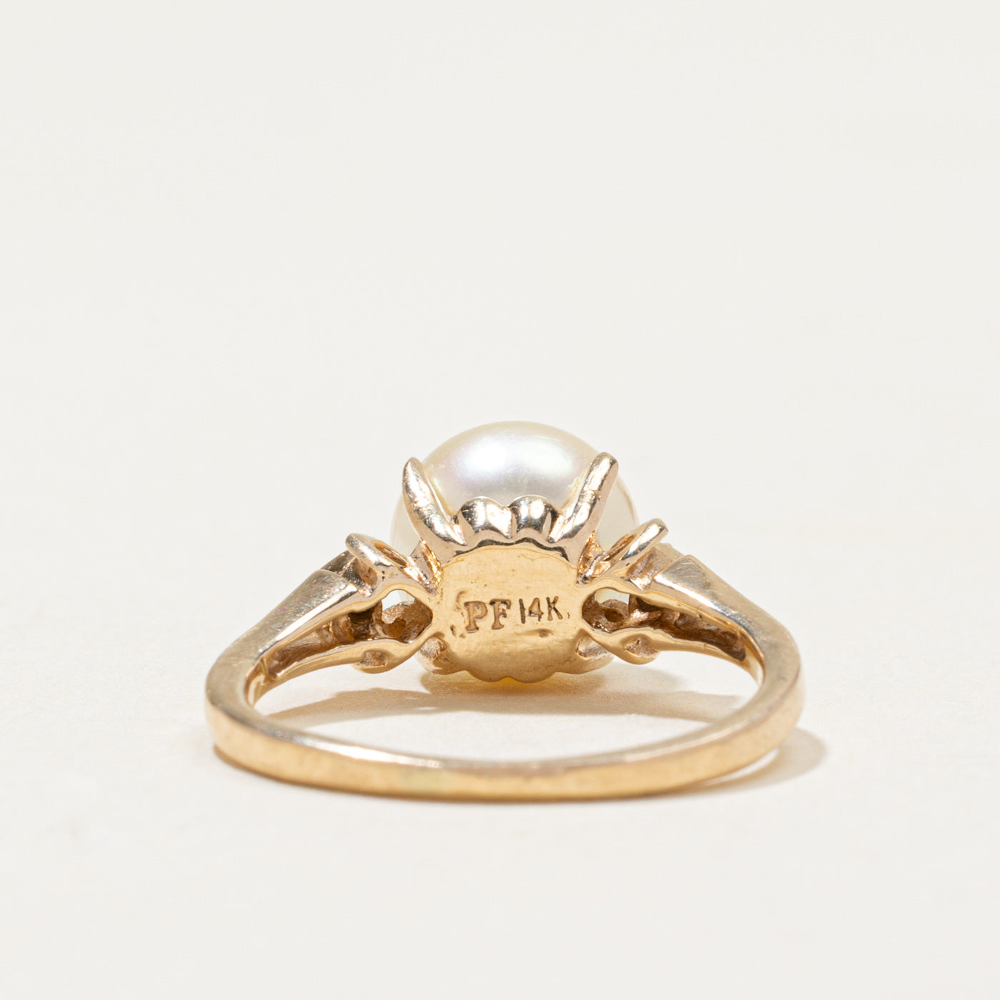 Pearl & Diamond Accented Ring | 0.04ctw | SZ 5