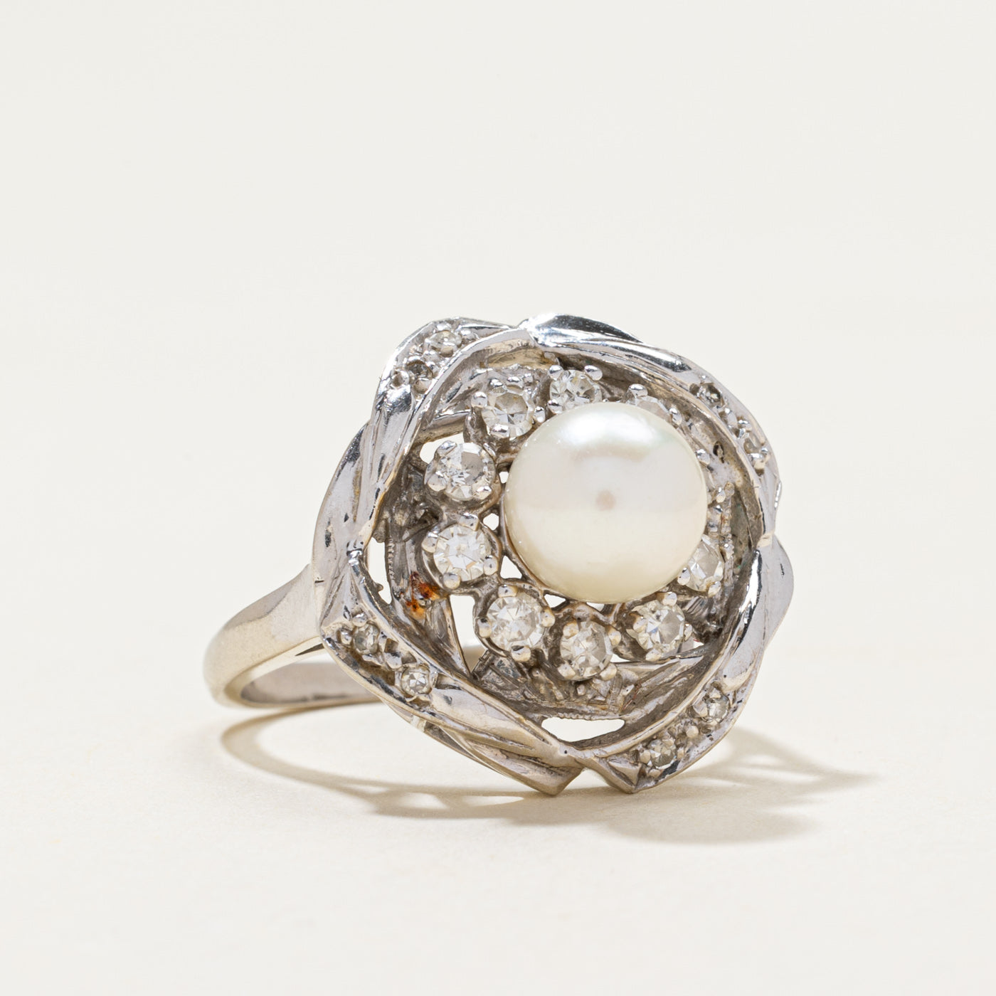 Pearl & Diamond Cocktail Ring | 0.50ctw | SZ 7