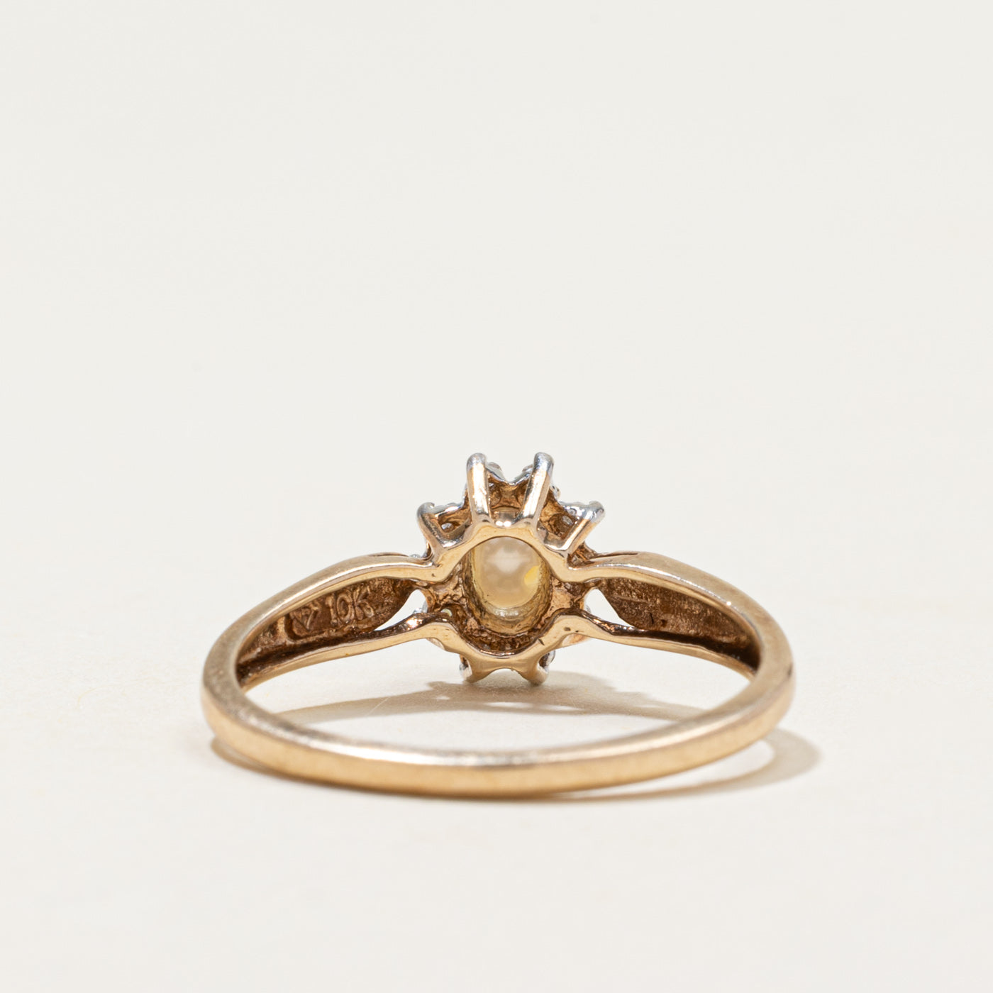 Pearl & Diamond Petal Ring | 0.06ctw | SZ 7