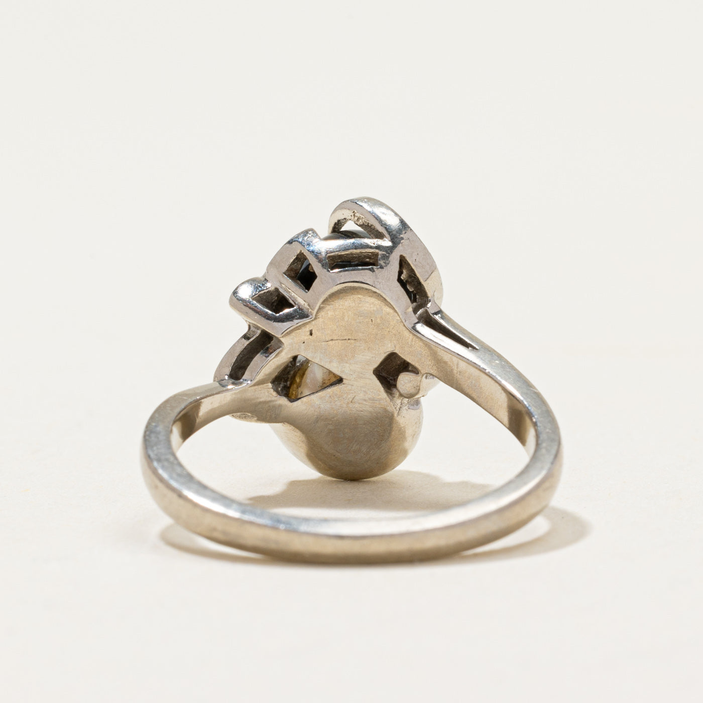 Vintage Canadian Toi et Moi Pearl & Diamond Ring | 0.03ctw | SZ 6.25