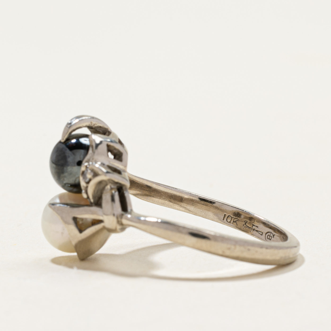 Vintage Canadian Toi et Moi Pearl & Diamond Ring | 0.03ctw | SZ 6.25