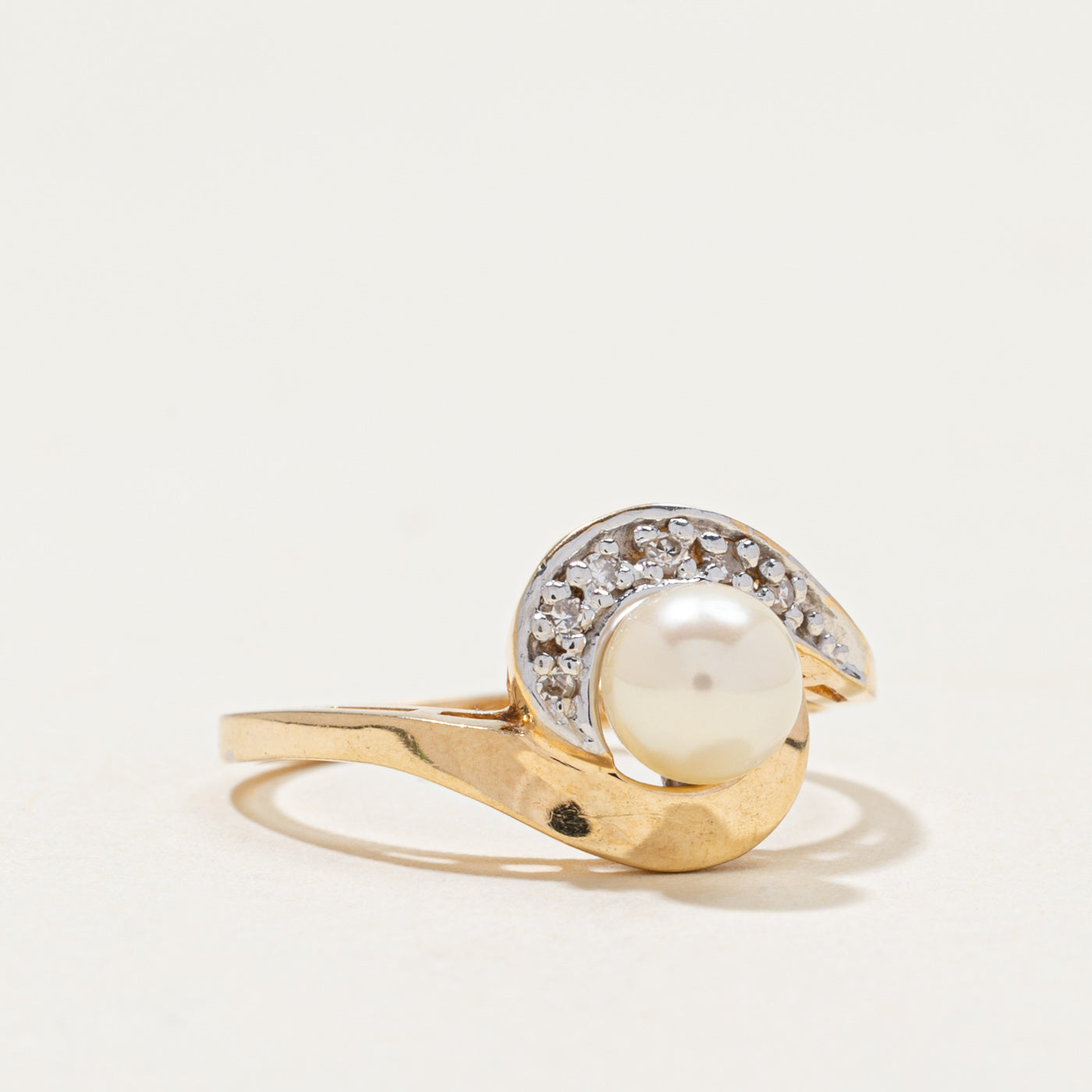 Diamond & Pearl Bypass Ring | 0.06ctw | SZ 6.25