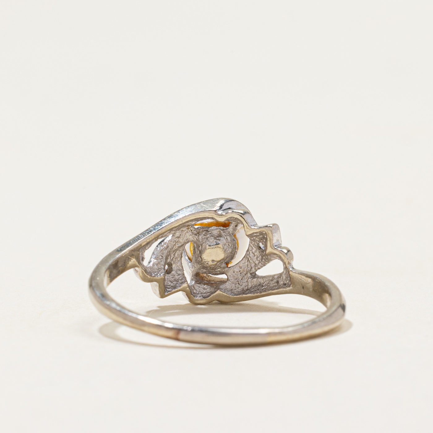 14k Pearl & Diamond Bypass Ring | 0.02ctw | SZ 10.5