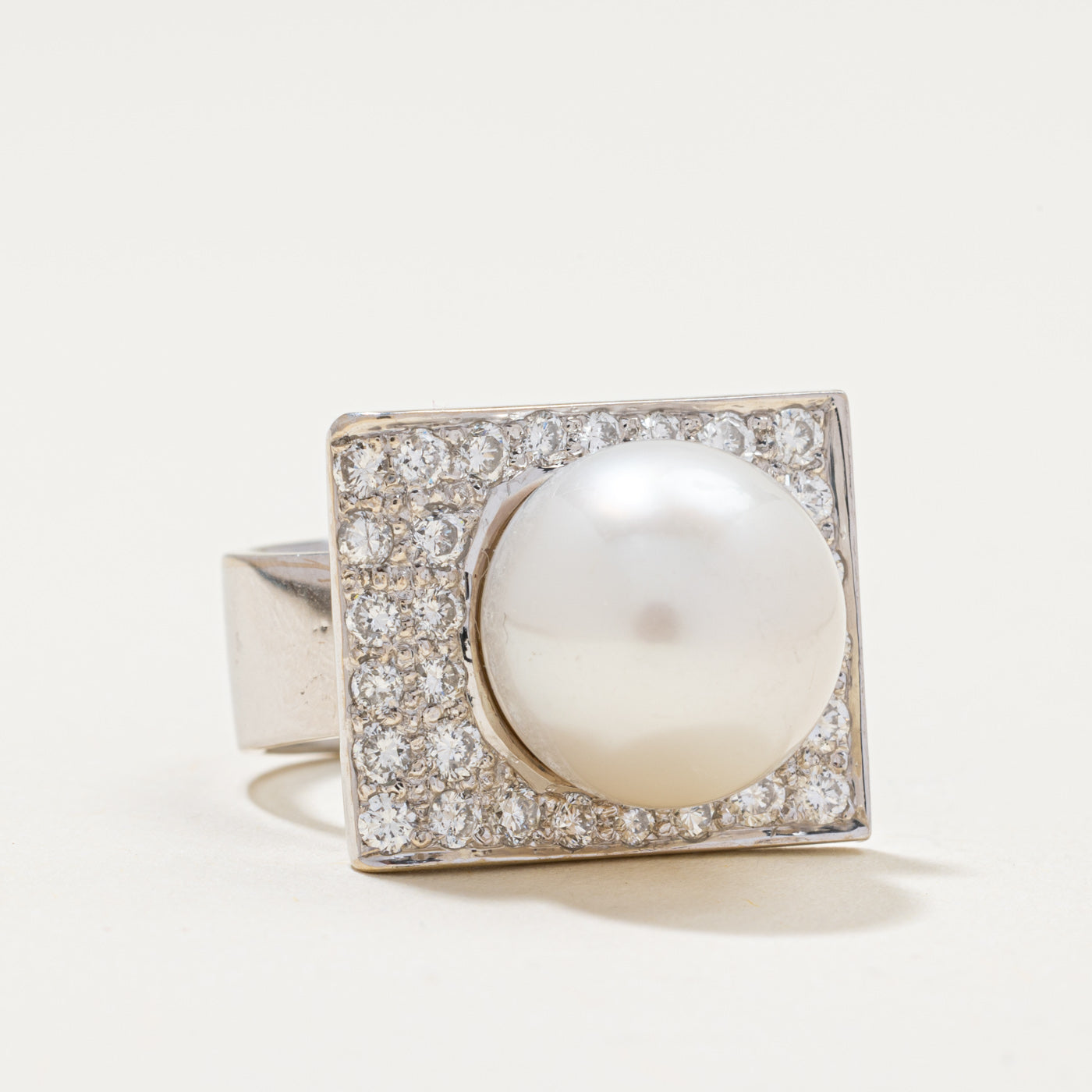 Pearl & Diamond Cocktail Ring | 0.98ctw | SZ 4.75