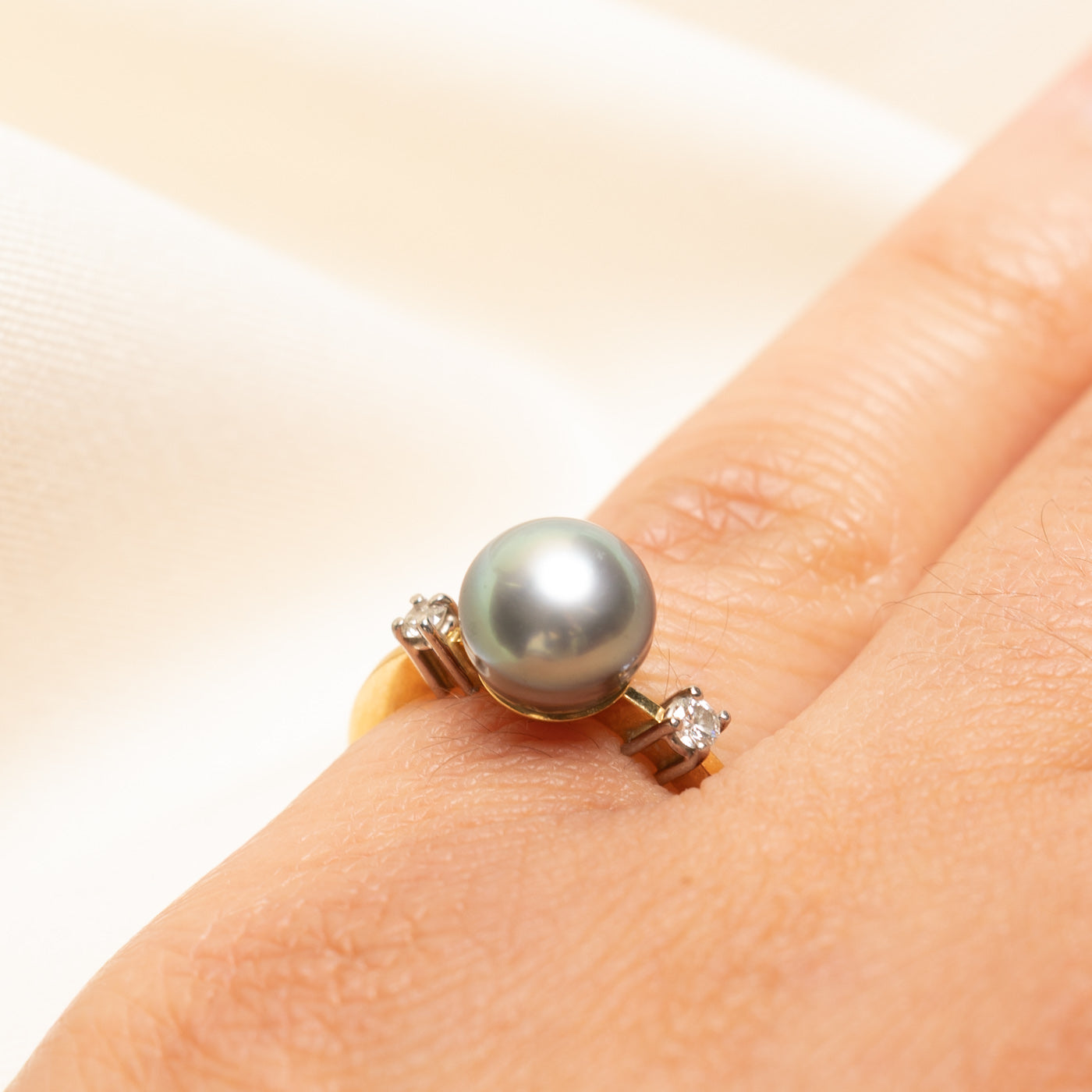 Blue Pearl & Diamond Accented Ring | 0.09ctw | SZ 5