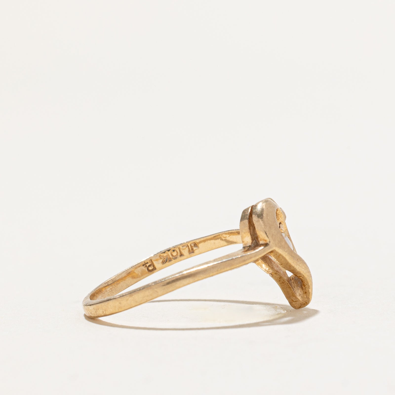 Pearl & Clear Sapphire Heart Ring | 0.005ct | SZ 5.75
