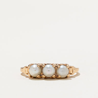 Three Stone Pearl Ring | SZ 6.75