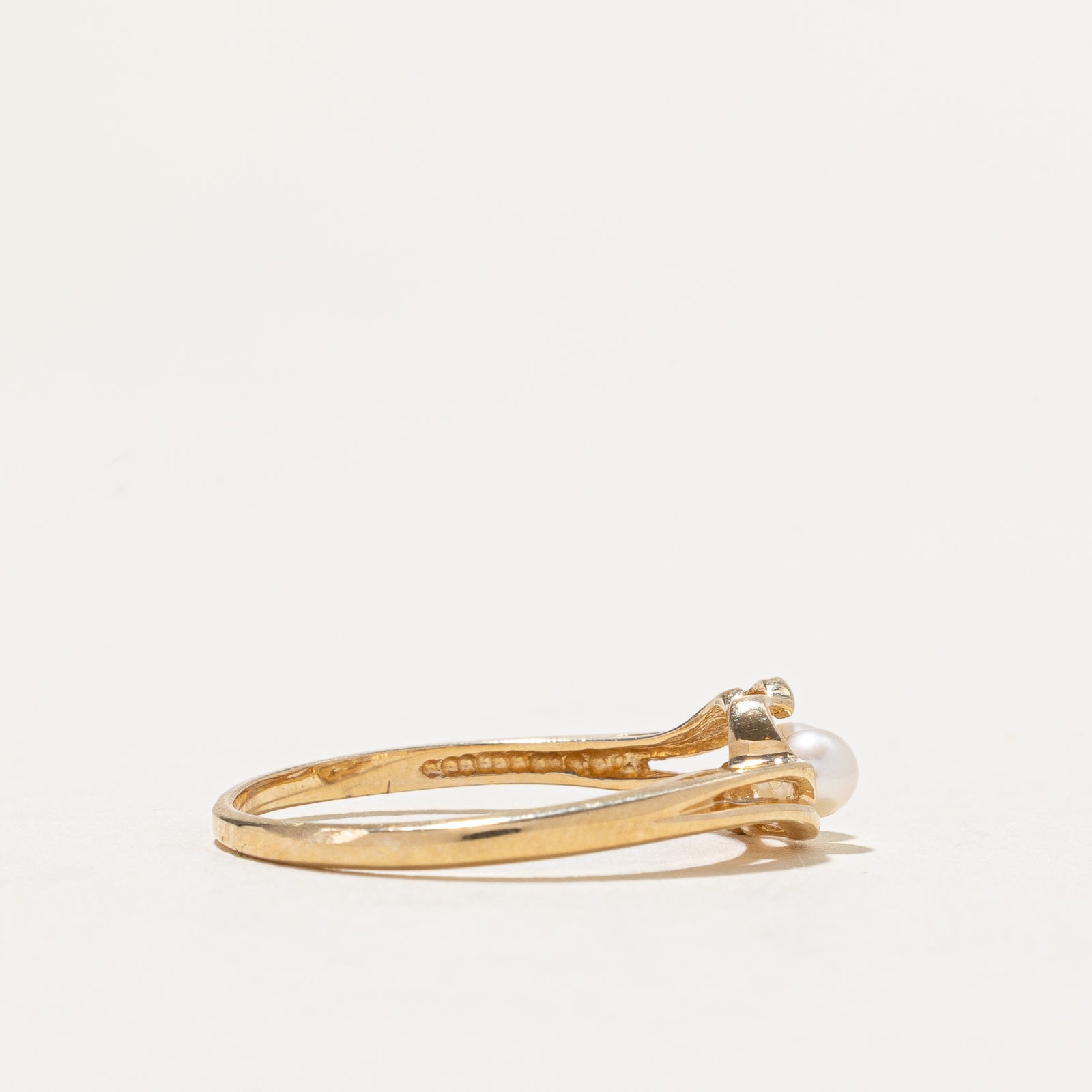Two Stone Pearl Bypass Ring | SZ 7