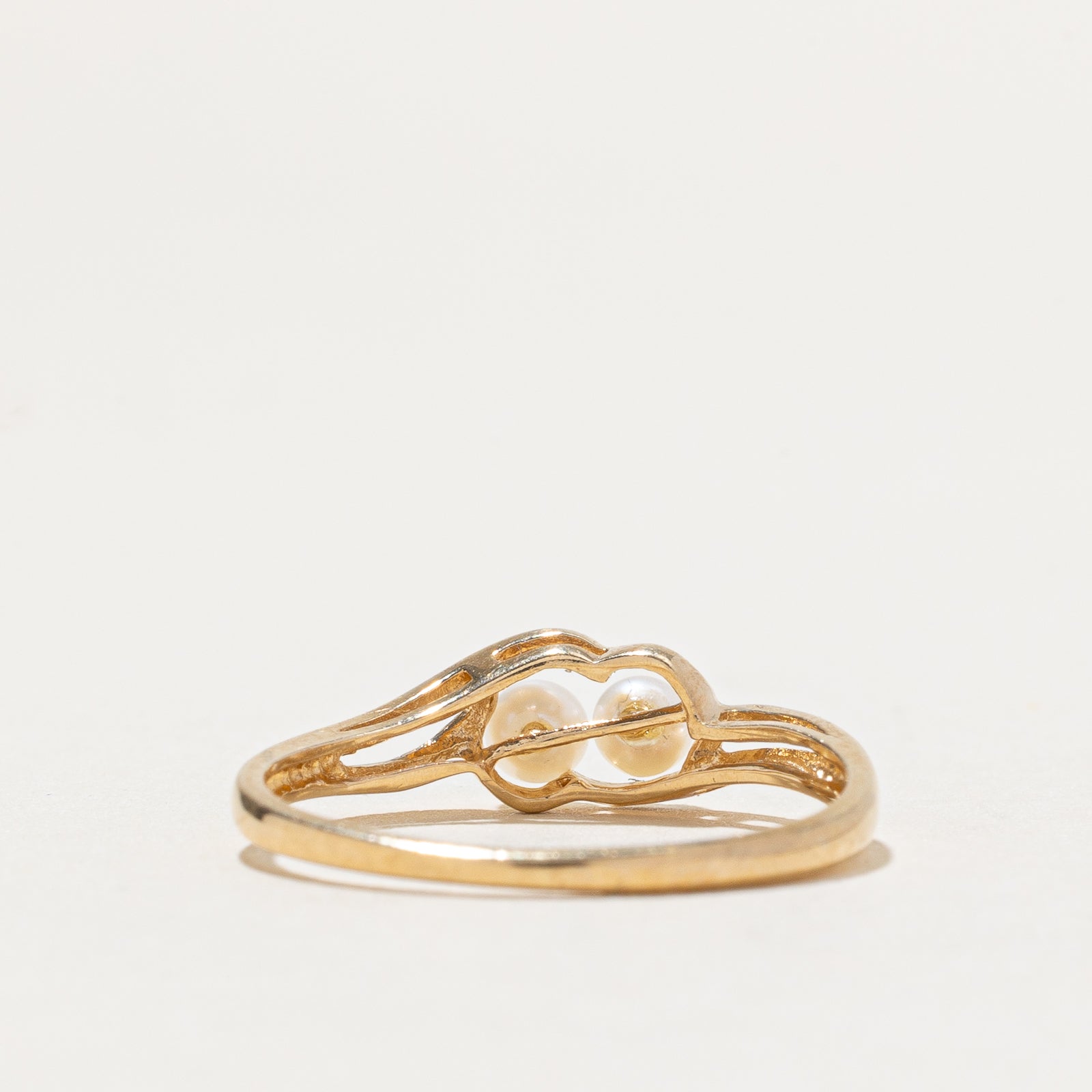 Two Stone Pearl Bypass Ring | SZ 7
