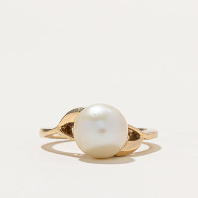 Solitaire Pearl Bypass Ring | SZ 6.25