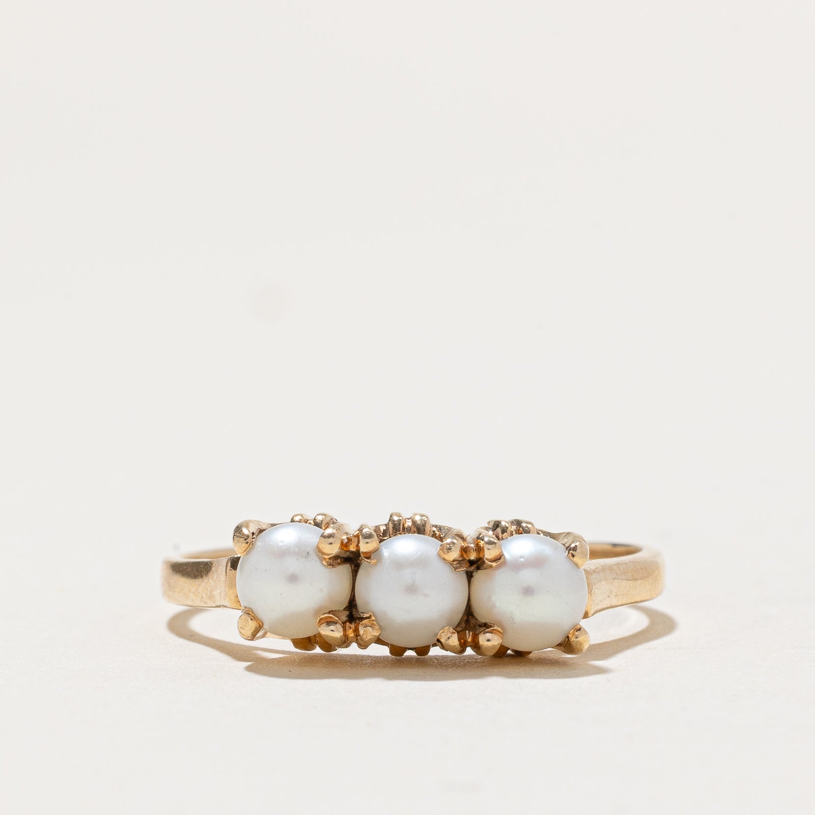 Three Stone Pearl Ring | SZ 9