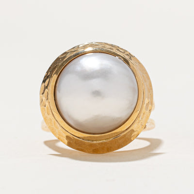 Solitaire Pearl Cocktail Ring | SZ 7.25