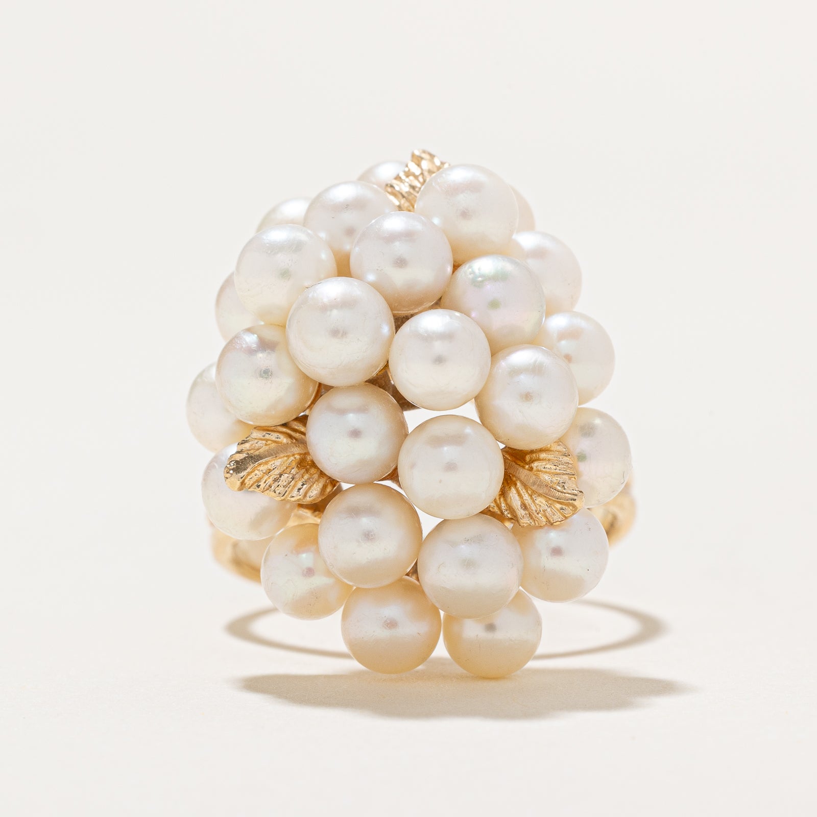 Pearl & Leaf Cluster Cocktail Ring | SZ 8