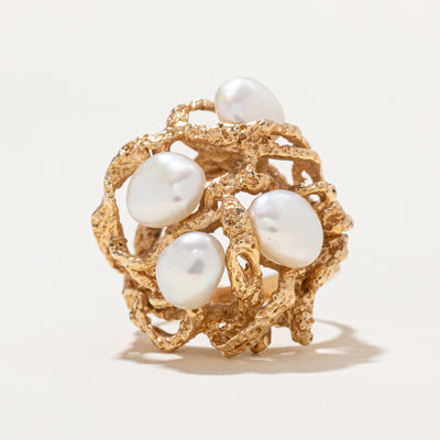 Scattered Pearl Textured Dome Ring | SZ 7.5