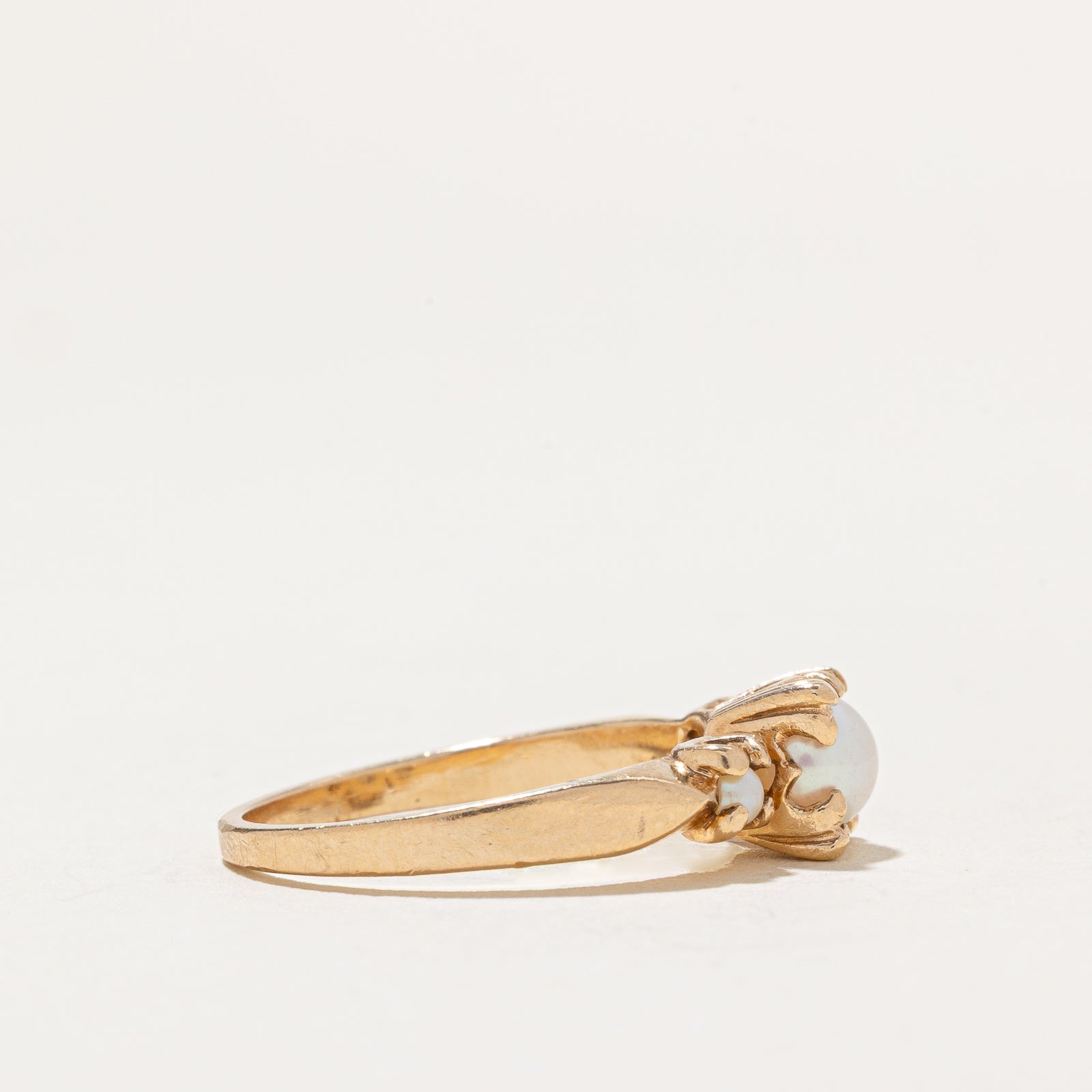 Three Stone Pearl Ring | SZ 6.25