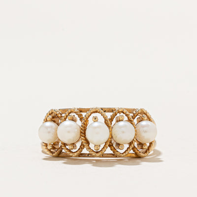 Five Stone Pearl Ring | SZ 7.25