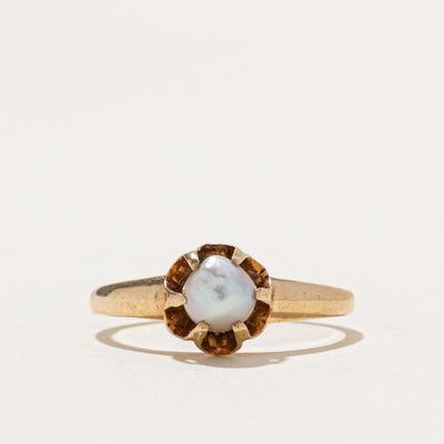Belcher Set Solitaire Pearl Ring | SZ 6.75