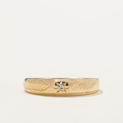 14K Star Set Diamond Engraved Ring | 0.015ct | SZ 9.5