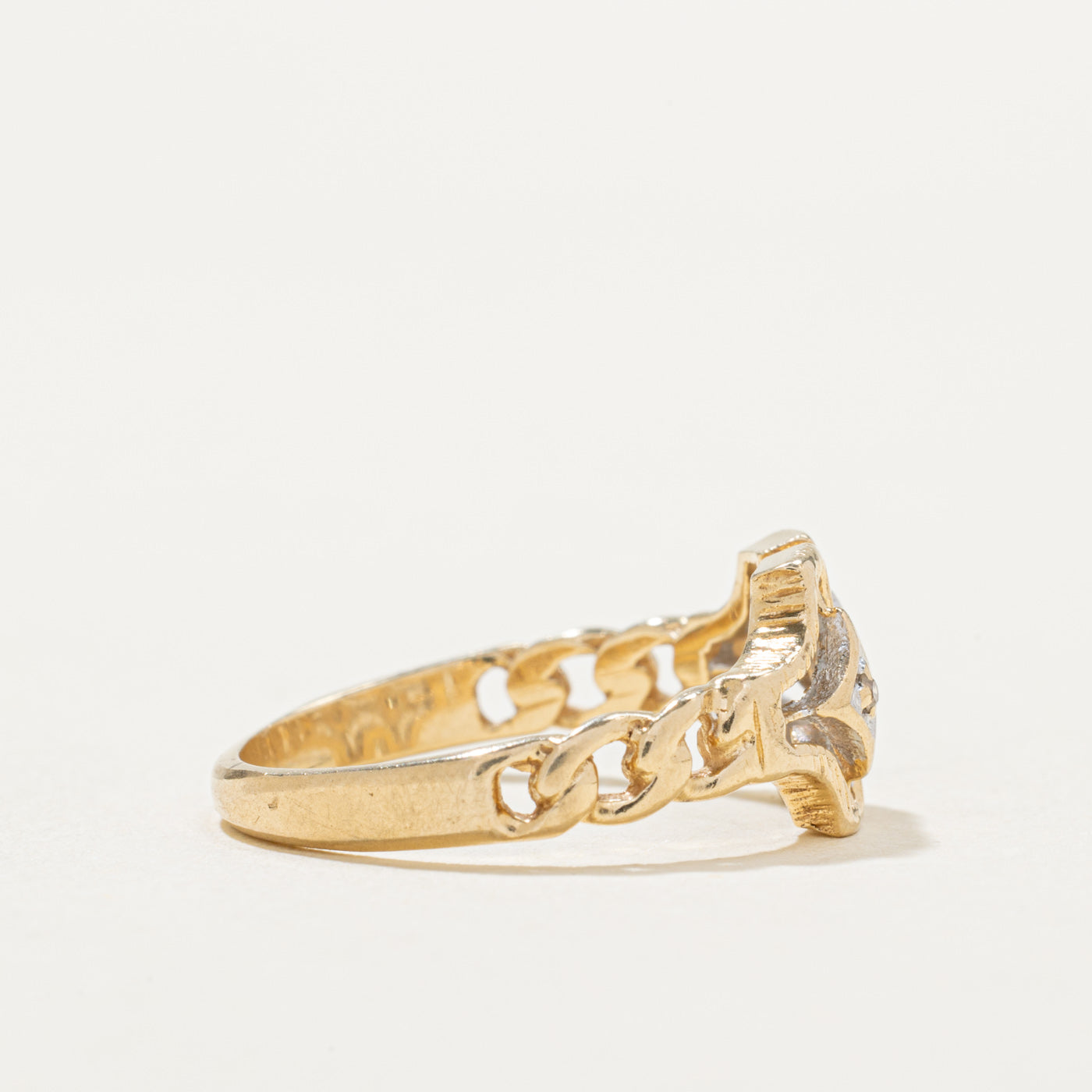 14K Two Stone Diamond Chain Ring | 0.015ctw | SZ 5.75