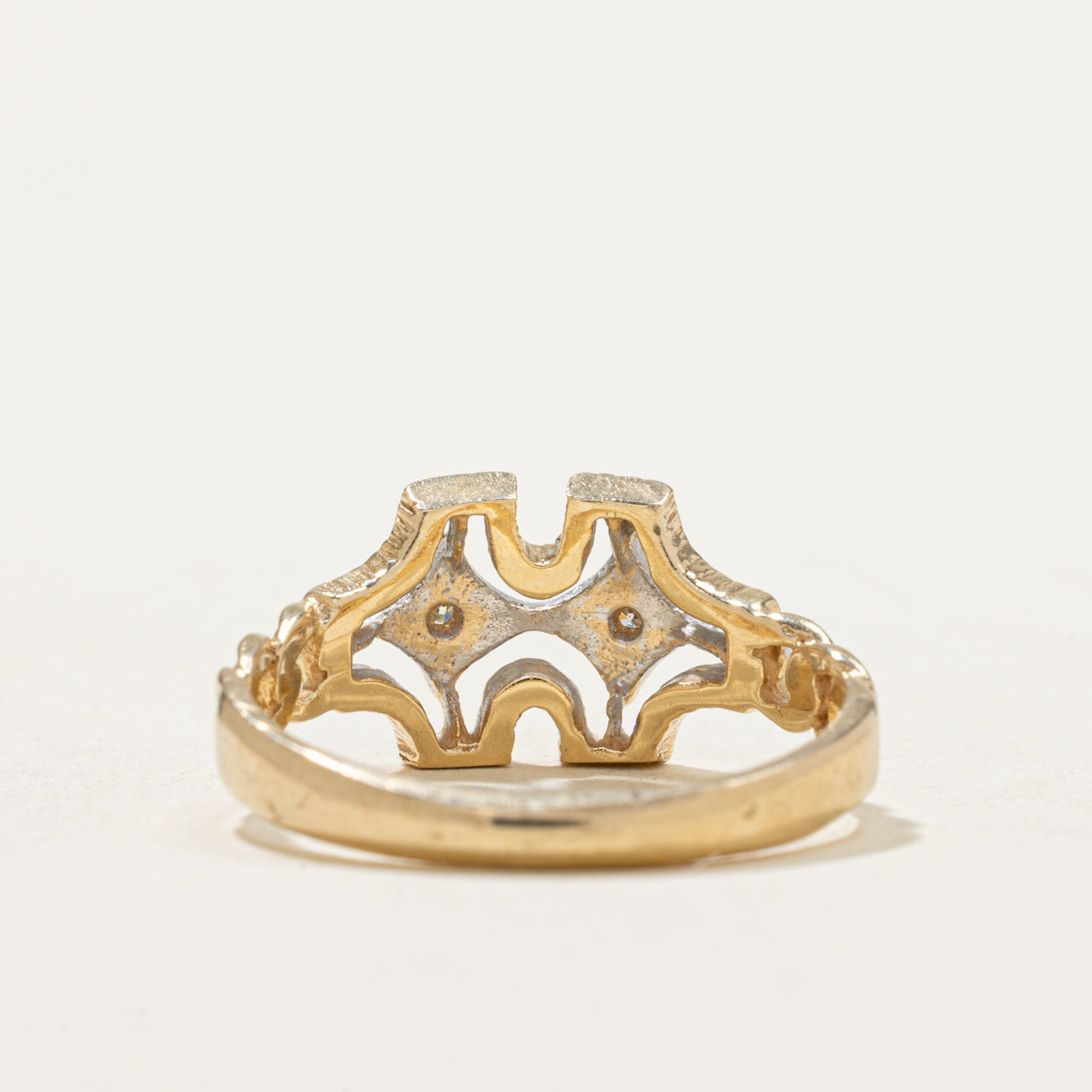 14K Two Stone Diamond Chain Ring | 0.015ctw | SZ 5.75