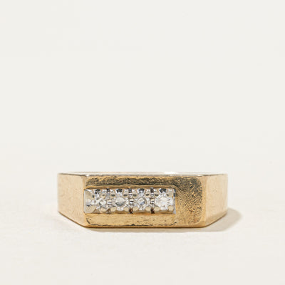 10K Four Stone Diamond Signet Ring | 0.06ctw | SZ 6.25