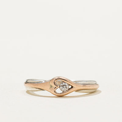 10K Two Tone Gold Diamond Open Heart Ring | 0.06ct | SZ 6.5