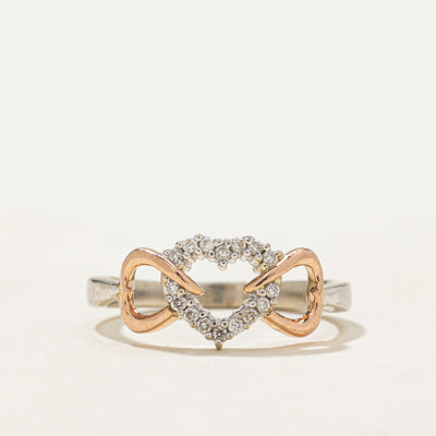 10K Two Tone Gold Diamond Triple Heart Ring | 0.05ctw | SZ 4.75