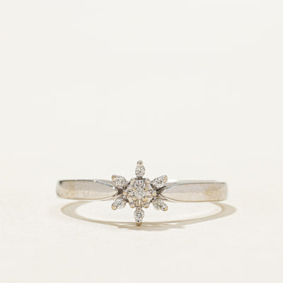 10K White Gold Diamond Petal Ring | 0.035ctw | SZ 7