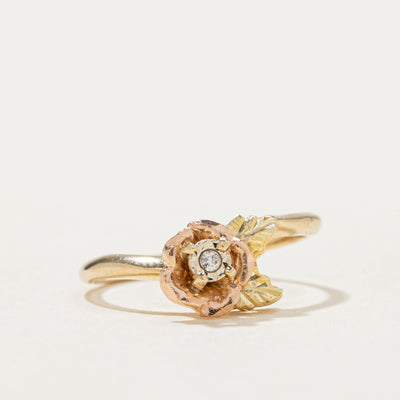 10K Two Tone Gold Diamond Rose Ring | 0.01ct | SZ 4.5