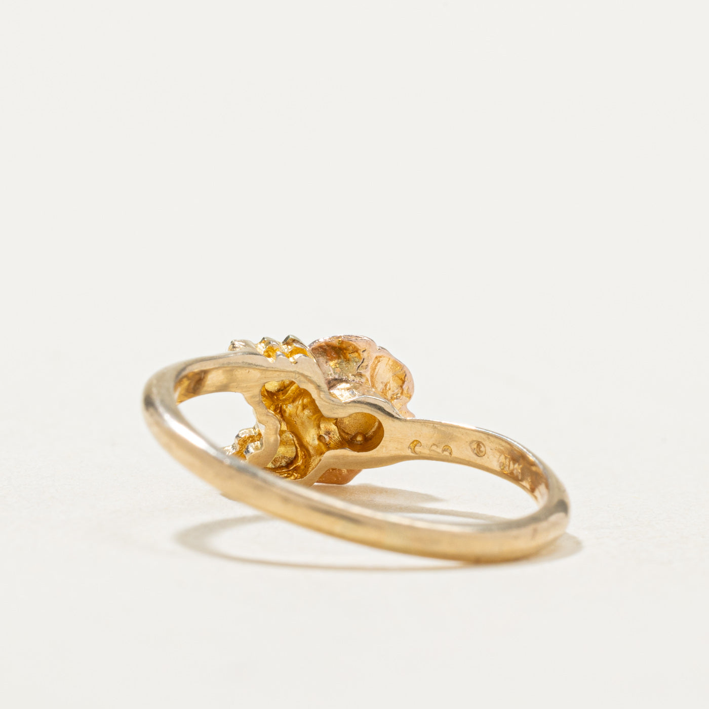 10K Two Tone Gold Diamond Rose Ring | 0.01ct | SZ 4.5