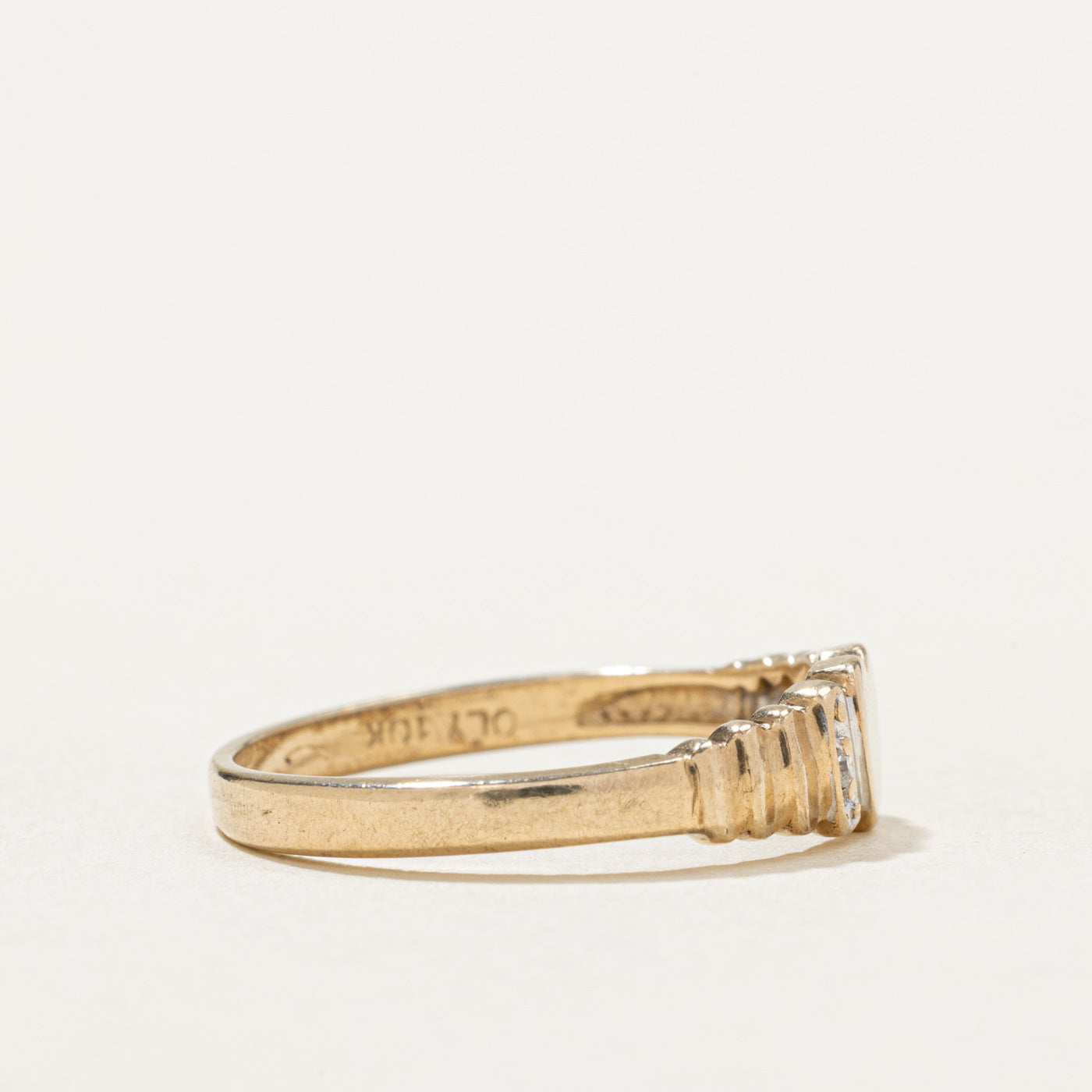 10K Diamond Grooved Heart Ring | 0.015ctw | SZ 7