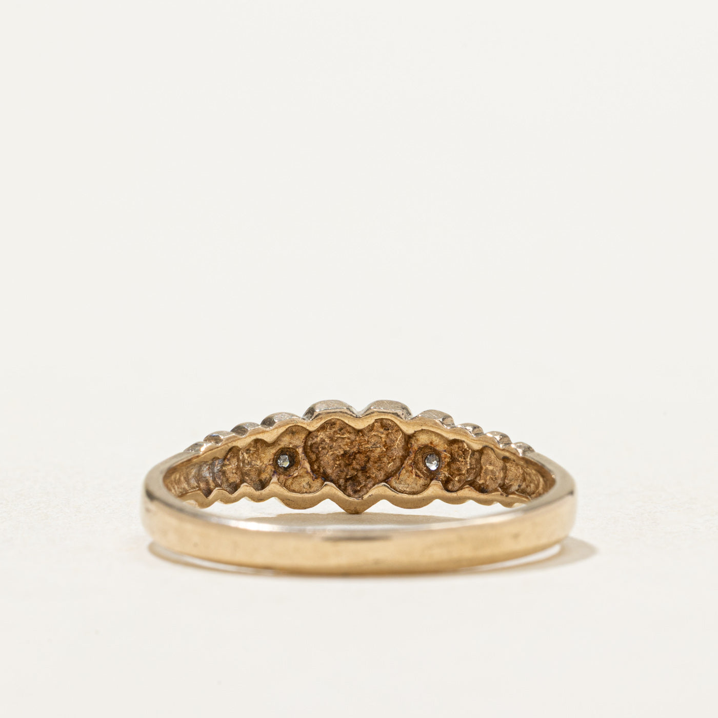 10K Diamond Grooved Heart Ring | 0.015ctw | SZ 7