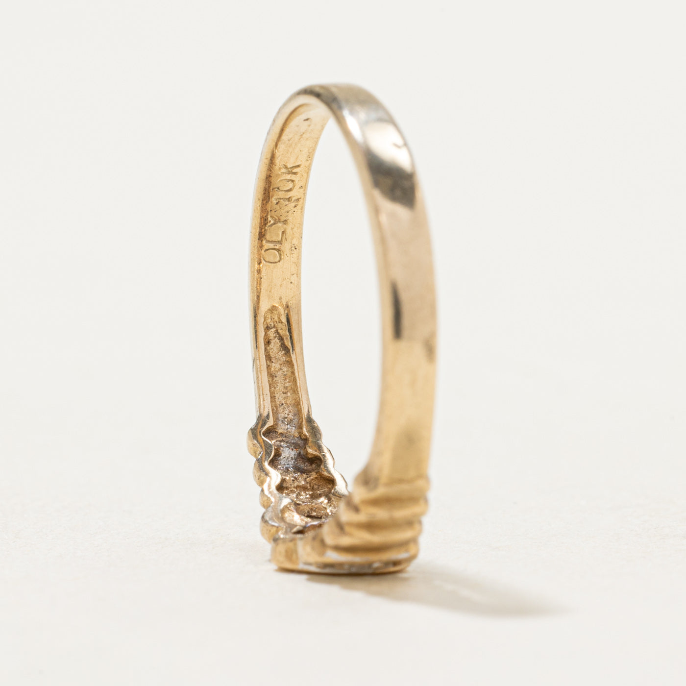 10K Diamond Grooved Heart Ring | 0.015ctw | SZ 7