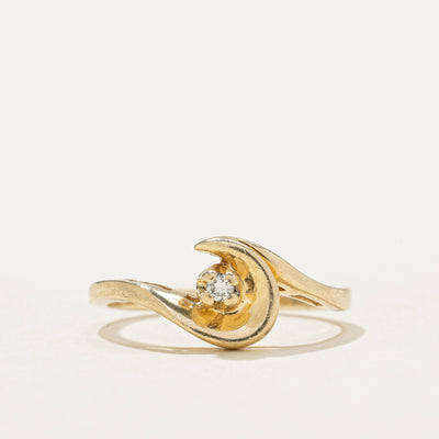 10K Diamond Crescent Ring | 0.02ctw | SZ 4.25