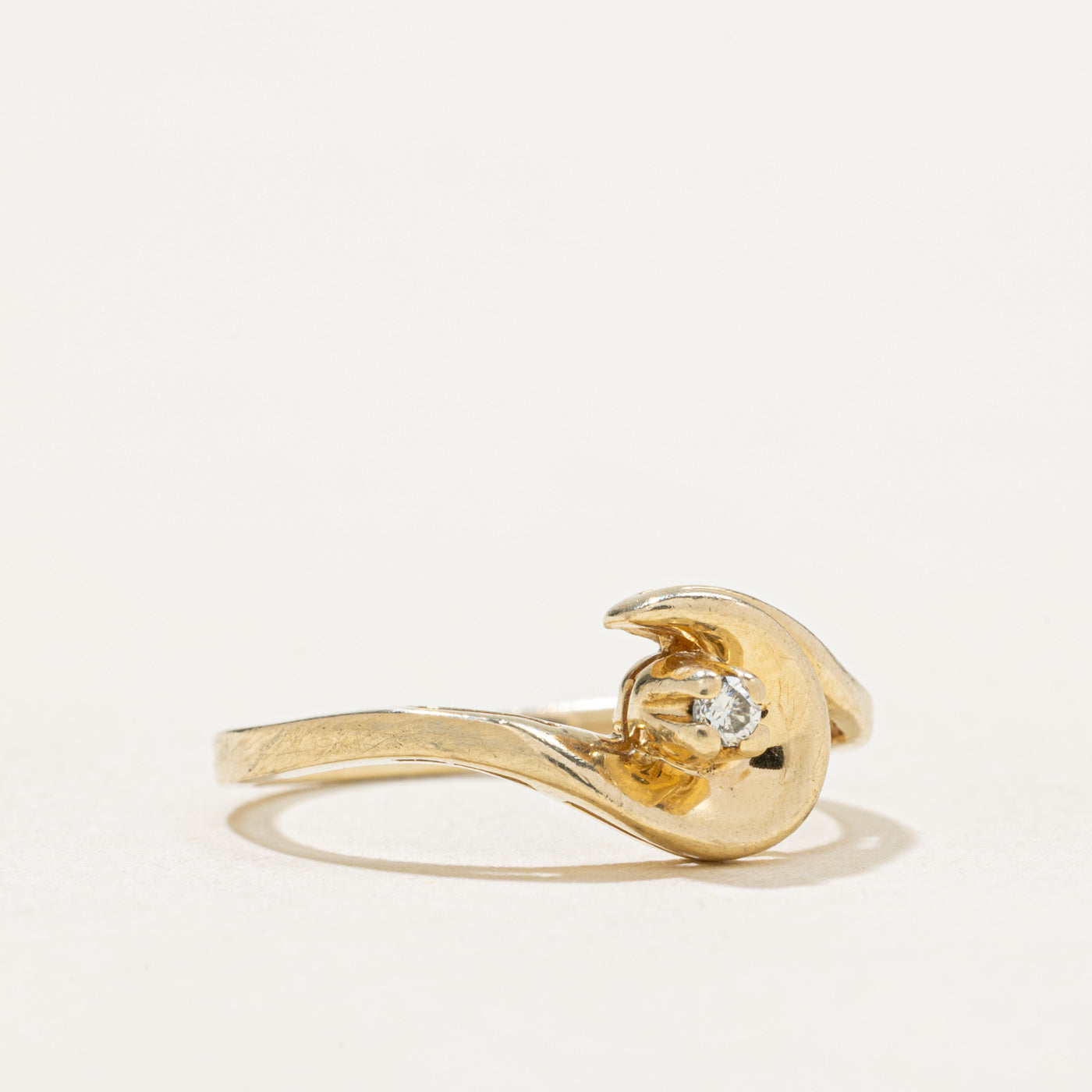 10K Diamond Crescent Ring | 0.02ctw | SZ 4.25
