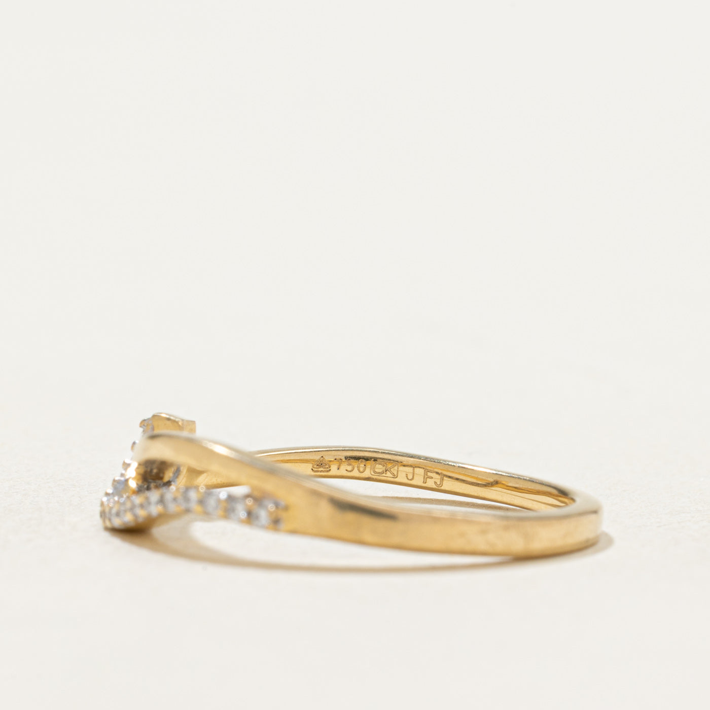 18K Semi Eternity Diamond Cross Over Ring | 0.02ctw | SZ 5.75