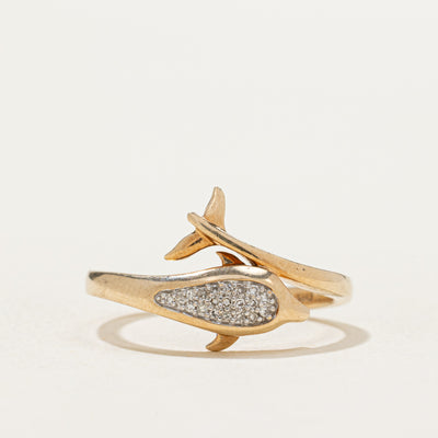 10K Diamond Dolphin Bypass Ring | 0.02ctw | SZ 7