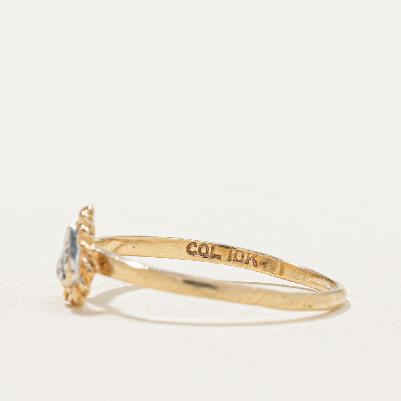 10K Two Tone Gold Diamond Open Heart Ring | 0.02ct | SZ 5.25