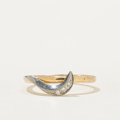 Two Tone Gold Diamond Crescent Ring | 0.02ctw | SZ 6.5