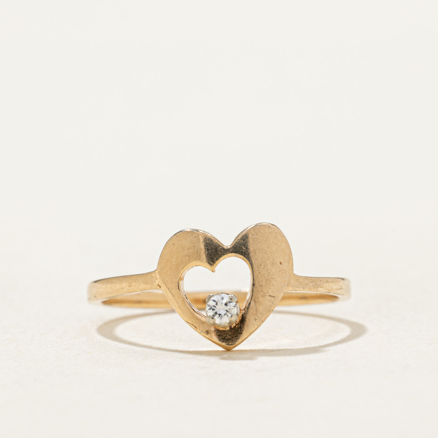14K Diamond Open Heart Ring | 0.03ct | SZ 4.75