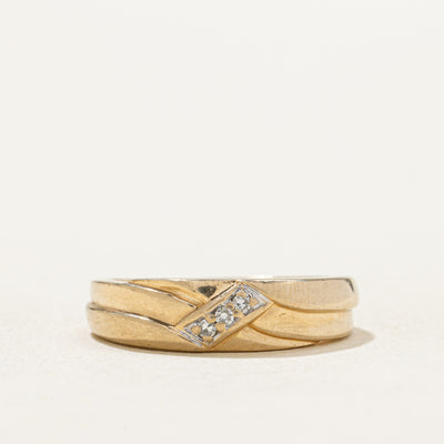 10K Diagonal Diamond Grooved Band | 0.03ctw | SZ 6.25