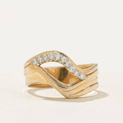 14K Diamond Waterfall Grooved Open Ring | 0.15ctw | SZ 6.75