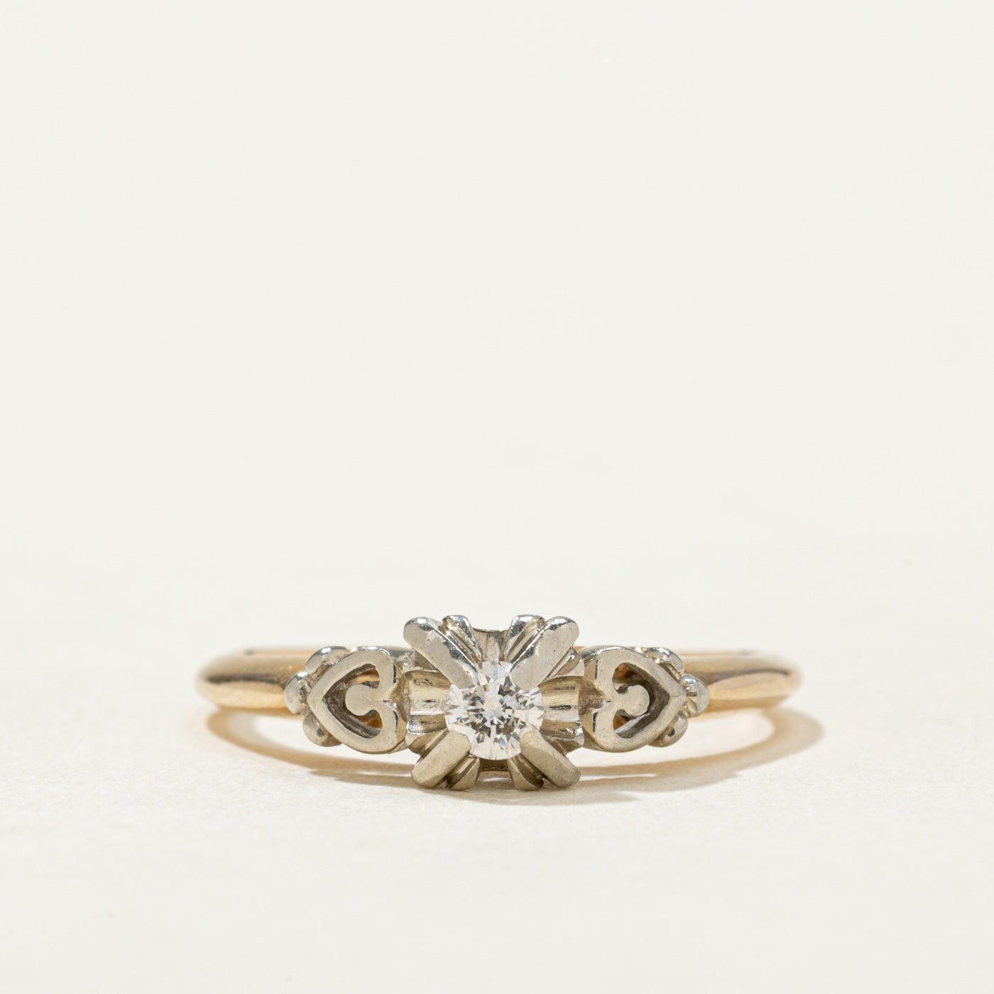 14K Two Tone Gold Diamond Heart Ring | 0.09ct | SZ 6